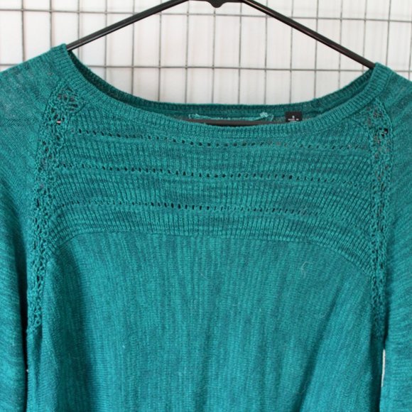 Teal Long Sleeve Patterned Sweater - Picture 2 of 7